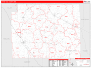 Otter Tail County Wall Map Red Line Style